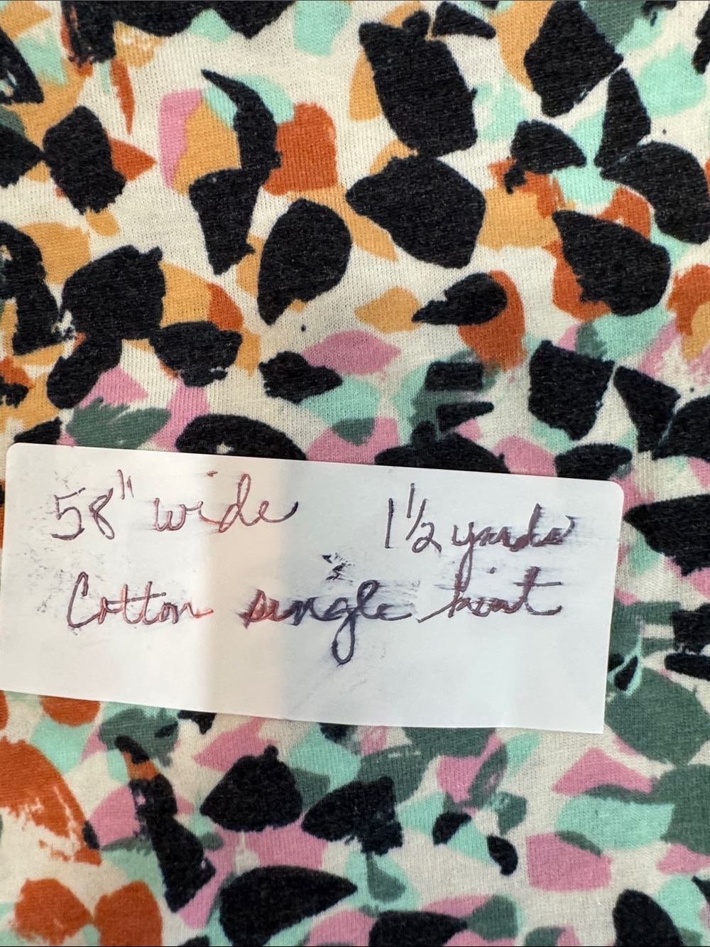 FABRIC Cotton. Single Knit from my “stash” 58” Wide 1.5 Yards